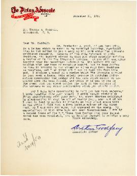 Correspondence between Thomas Head Raddall and Arthur Godfrey