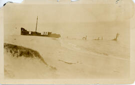 Photograph of the hulk of the Skidby aground on Sable Island