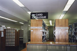 Photograph of the reference stacks and card catalogue at the Killam Memorial Library, Dalhousie U...