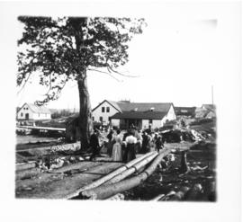 Photograph of visitors to the Rapid Falls pulp mill