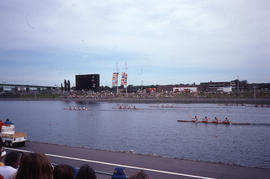 Photograph of a boat race with six teams