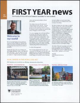 First Year news : the Faculty of Arts and Social Sciences newsletter for new students, Fall 2014