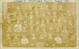 Portrait of Class 3 of St. Leonard's School printed on a postcard