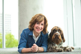 Publicity photograph of Jessica Kerrin with her dog Snickerdoodle