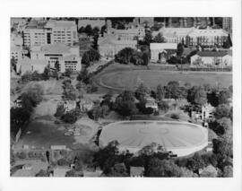 Photograph and a photographic negative of an aerial view of Dalplex and area