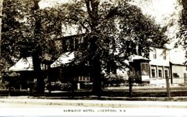 Photograph of the Elmwood Hotel in Liverpool, Nova Scotia printed on a postcard
