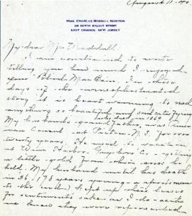Correspondence between Thomas Head Raddall and Mrs. C. B. Norton