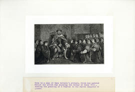 Engraving of Henry VIII granting a charter to the Barber-Surgeons' of London