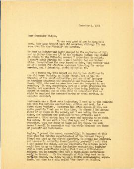 Correspondence between Thomas Head Raddall and Cdr. Robert V. Ridges