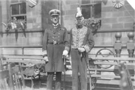 Photograph of two unidentified people in uniform at a Dalhousie reunion