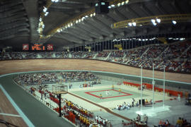 Photograph of the judo competitions from inside the velodrome