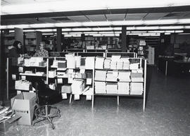 Photograph of shelving in the Dalhousie Bookstore