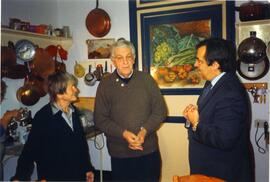 Photograph of Elisabeth Mann Borgese and two unidentified men