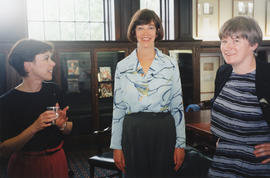 Photograph of Helen Powell, Donna Richardson and Elaine Toms at Patricia Lutley's retirement party