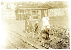 Photograph of a family gardening in association with the Massachusetts-Halifax Health Commission