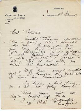 Correspondence from Owen Bell Jones to MacMechan, February 5, 1929