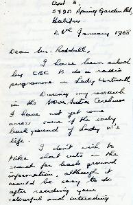 Correspondence between Thomas Head Raddall and Barbara Hinds