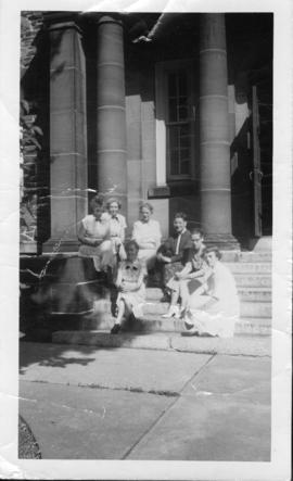 Photograph of staff outside the Macdonald Memorial Library