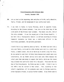 Transcript of Ronald St. John Macdonald's First Discussion with Professor Wang Tieya : [draft tra...