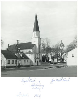 Photograph of the Baptist Church, Salvation Army building, and the Zion United Church in Liverpoo...