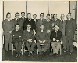Photograph of a meeting of senior officers of the 5th Division, Artillery, in Halifax