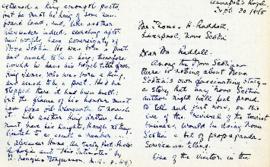 Correspondence between Thomas Head Raddall and H. Laura Hardy