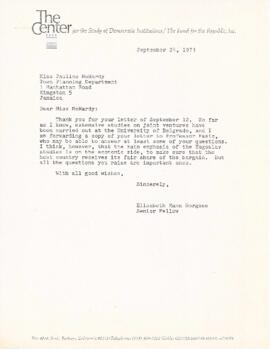 Correspondence between Elisabeth Mann Borgese and Pauline McHardy