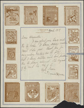 Letter from L. Frank Baum to Alexander Leighton