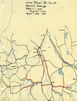 Map of Lorne Mutual Telephone Company's telephone line