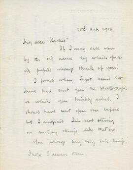 Correspondence from Gilbert Sutherland Stairs to Archibald MacMechan, October 11, 1916