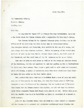 Correspondence between Thomas Head Raddall and the H.M.C.S. Micmac, H.M.C.S. (C. O.)