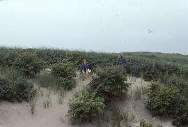 Photograph of Zoe Lucas and Noreen Stadey in the "Rose Bowl" on Sable Island