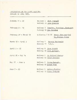 Meeting minutes from January 1983 with a list of 1983 exhibitions
