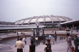 Photograph of the fountain and stadium