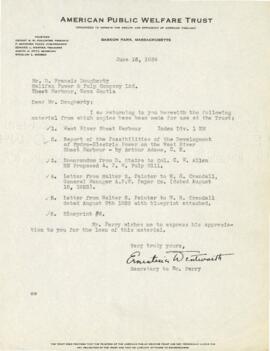 Letter of a list of items returned to Mr. D. Francis Dougherty of Halifax Power and Pulp Company