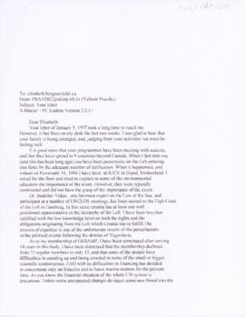 Correspondence between Elisabeth Mann Borgese and Velimir Pravdić