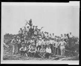 Prisoners of War at experimental farm at Nappan, Nova Scotia - clearing the forest