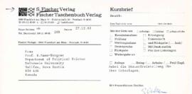 Correspondence with S. Fischer Verlag