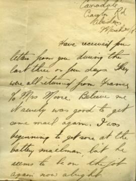 Letter from Captain Graham Roome to Annie Belle Hollett sent from Aberdeen, Scotland