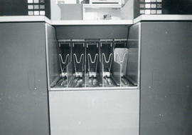 Photograph of a keypunch machine at the Dalhousie Computer Centre in the University Club