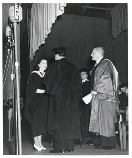 Photograph of Elizabeth Atkins receiving the Governor General's Medal
