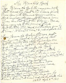 The brave old rock (handwritten copy of poem)