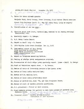Agenda for board meeting held on December 18, 1975