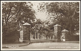 Postcard of the newly built Coburg Road entrance gateway to Studley Campus