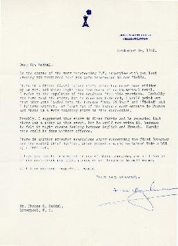 Correspondence between Thomas Head Raddall and Lieut. Gov. F. W. Hyndman