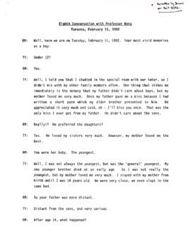 Transcript of Ronald St. John Macdonald's Ninth Conversation with Professor Wang Tieya : [draft t...