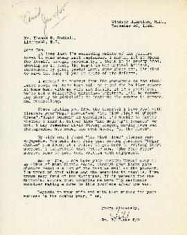 Correspondence between Thomas Head Raddall and William F. Burke