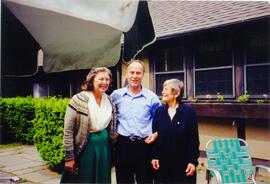 Photograph of Elisabeth Mann Borgese and two unidentified people