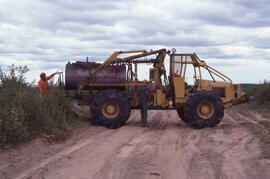Photograph of a forwarder herbicide spray tractor, Riverside site, central Nova Scotia