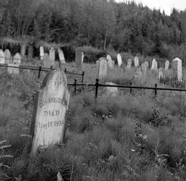 Photograph of Gus Anderson's tombstone in Dawson City, Yukon